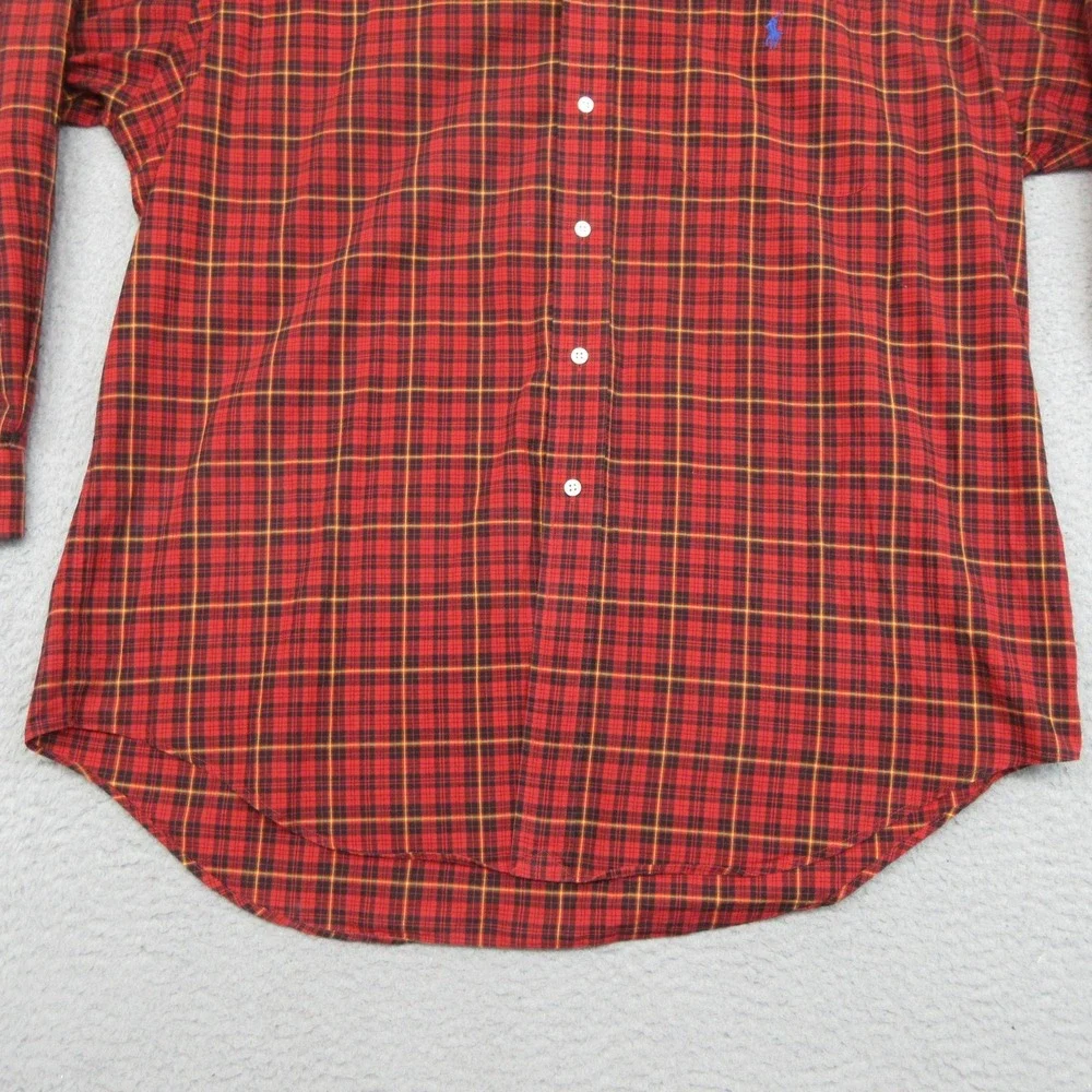 Polo Ralph Lauren Lowell Sport Shirt Men L Red Tartan Plaid Cotton Prep Classic